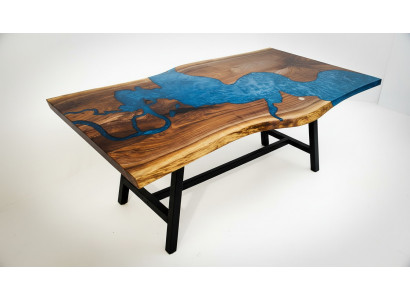 Table en cascade en résine époxy Table à manger en bois massif Meubles solides Table en époxy nouvel