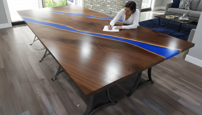 Table en bois Salle à manger Résine époxy Meubles Table de conférence Résine époxy coulée nouvelle