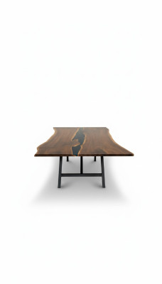 Meubles en bois massif Table à manger en résine époxy véritable coulée de table en résine époxy waterfall