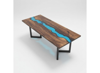 Table rivière en résine époxy véritable bois massif tables d'eau bleue meubles en époxy nouveaux