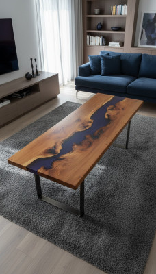 Table Table à manger Tables résine époxy Bois massif design Meubles 250x90 neuf