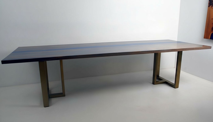 Table en résine époxy Table à manger en vrai bois Meubles en bois massif en résine époxy en cascade