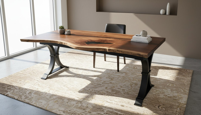 Table à manger en résine époxy et en bois massif véritable, table en époxy en cascade 200x90 nouveauté