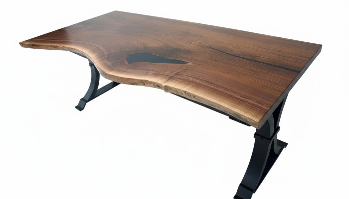 Table à manger en résine époxy et en bois massif véritable, table en époxy en cascade 200x90 nouveauté
