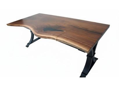 Table à manger en résine époxy et en bois massif véritable, table en époxy en cascade 200x90 nouveauté