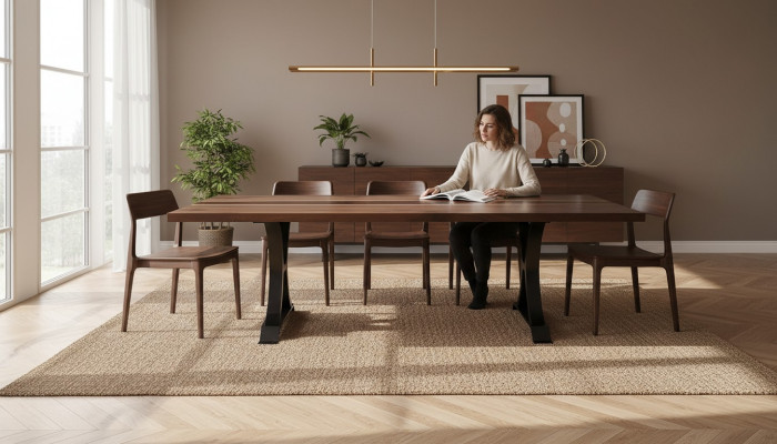 Table à manger en résine époxy, bois massif, meuble en cascades, table en époxy de 240x100cm.