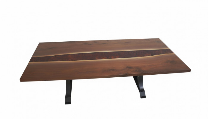 Table à manger en résine époxy, bois massif, meuble en cascades, table en époxy de 240x100cm.
