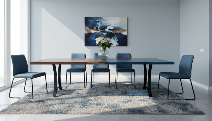 Tables modernes Table de salle à manger Table de design marin Résine Rivière Meubles 220x90 Epoxy Océan