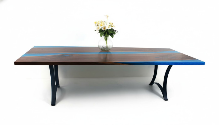 Tables modernes Table de salle à manger Table de design marin Résine Rivière Meubles 220x90 Epoxy Océan