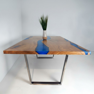 Tables Table à manger Table de design Moderne Mer Rivière Meubles 220x90 Résine époxy Océan