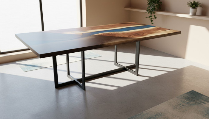 table à manger Design Table Résine Tables Modernes Mer Océan Rivière Meubles 220x90 Époxy