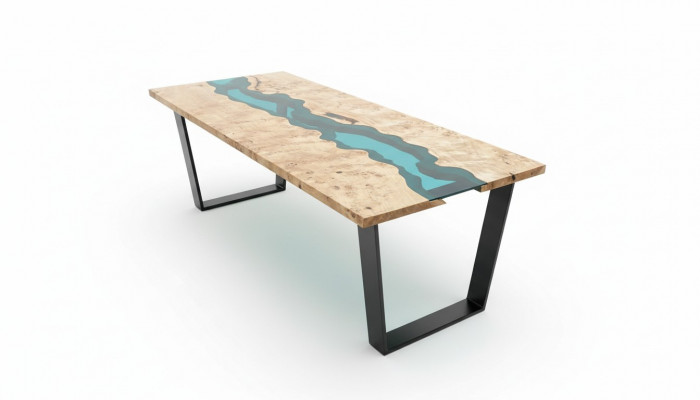 Tables en résine époxy Table à manger Bois massif Meubles époxy Table en résine coulée en cascade.