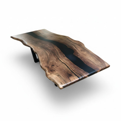 Table à manger en résine époxy bois massif meuble solide table en résine coulée cascade