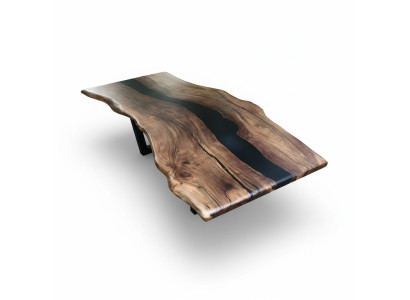 Table à manger en résine époxy bois massif meuble solide table en résine coulée cascade