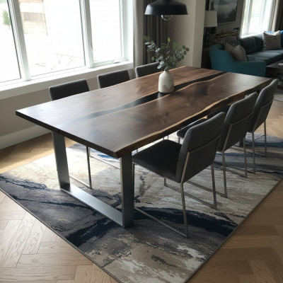 Table Table à manger Tables résine époxy bois massif design meuble 220x90