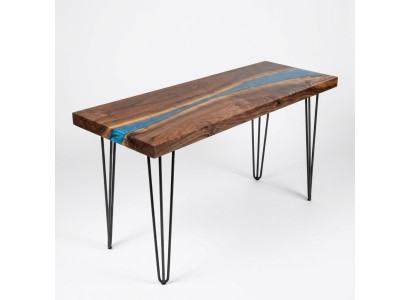 Table console Buffet en bois massif Table de designer Résine époxy Rivière en cascade