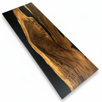 Table à manger en résine époxy, meuble en bois massif, table époxy en cascade 260x91cm