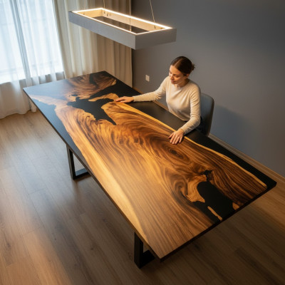 Table Table à manger Tables résine époxy bois massif Mobilier cascade