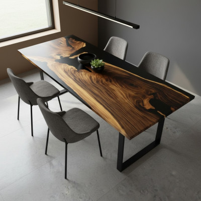 Table Table à manger Tables résine époxy bois massif Mobilier cascade