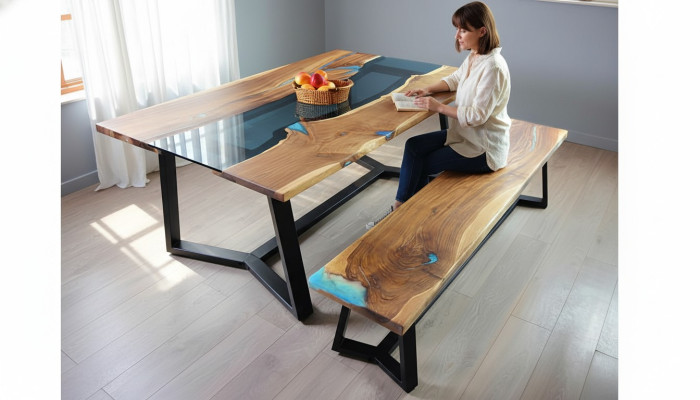 Design Table Tabouret Table à manger Table de cuisine Tables de salon Bancs Solide 2 pièces neuf