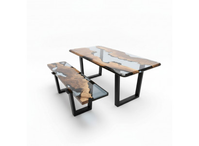 Table de salle à manger Table de cuisine Table de cuisine Moderne Cascade rivière Résine époxy Mobilier neuf Tables