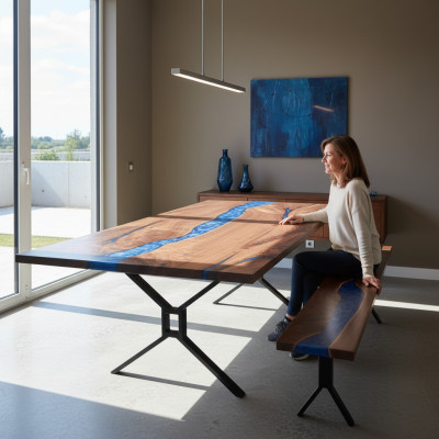 Conception Table Tabouret Table à manger Table de cuisine Tables Bancs Bois massif Salon