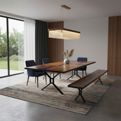 Conception Table Tabouret Table à manger Table de cuisine Tables Bancs Bois massif Salon