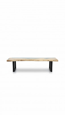 Table à manger en résine époxy, meuble en bois massif, table en époxy en cascade 250x60cm