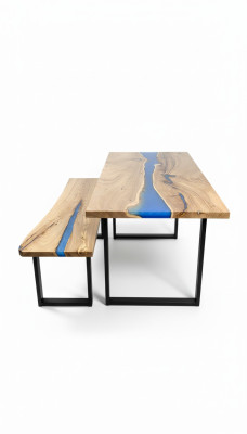 Table de conception Tabouret Table à manger Table de cuisine Tables de salon Bancs solides 2 pièces neufs