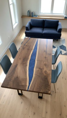 Table de cascade résine époxy Table à manger en époxy Tables en bois massif Véritable mobilier