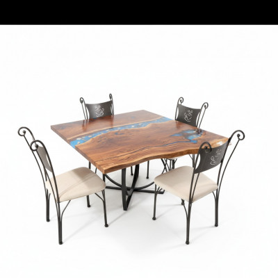 Table personnalisée Résine époxy Résine époxy Rivière Bois véritable Prix 1 mètre carré Tables