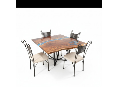 Table personnalisée Résine époxy Résine époxy Rivière Bois véritable Prix 1 mètre carré Tables