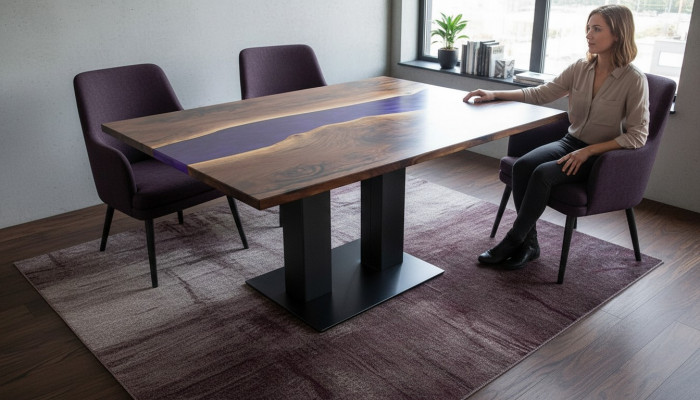 Table En résine époxy Résine époxy Rivière Bois véritable Prix ​​1 mètre carré Tables sur mesure