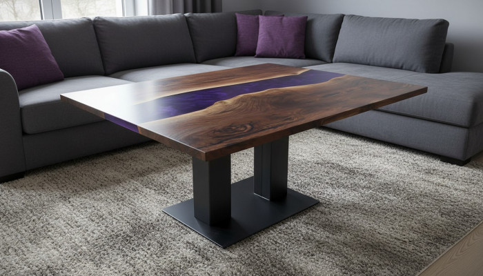 Table En résine époxy Résine époxy Rivière Bois véritable Prix ​​1 mètre carré Tables sur mesure