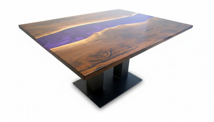 Table En résine époxy Résine époxy Rivière Bois véritable Prix ​​1 mètre carré Tables sur mesure