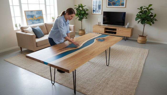 Table de salle à manger de luxe en bois véritable Tables solides de designer Table de cuisine