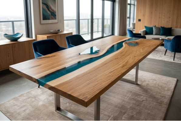 Table de salle à manger de luxe en bois véritable Tables solides de designer Table de cuisine