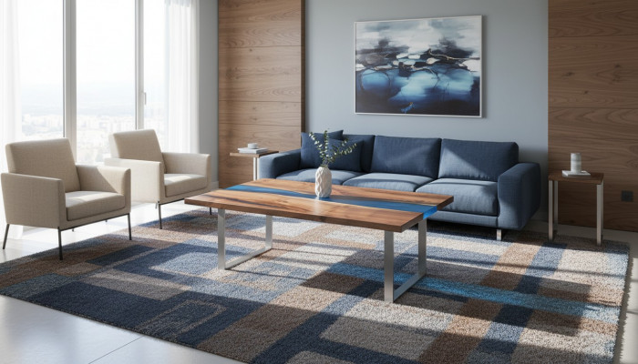 Table en époxy sur mesure Résine époxy Rivière Bois véritable Prix 1m² Tables en résine