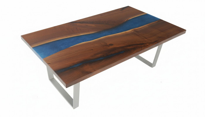 Table en époxy sur mesure Résine époxy Rivière Bois véritable Prix 1m² Tables en résine