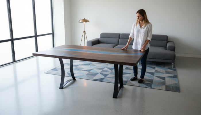 Résine époxy Table à manger Table de réunion Designer 1QM