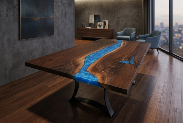 Résine époxy Table à manger Table de réunion Designer 1QM