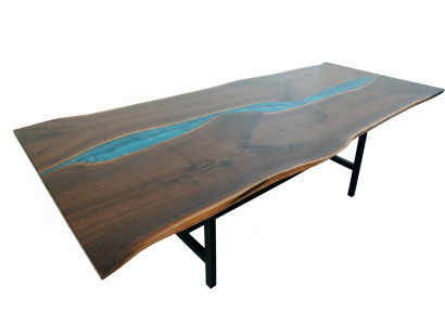 Table de cascade en bois naturel, tables époxy, table à manger en résine époxy solide