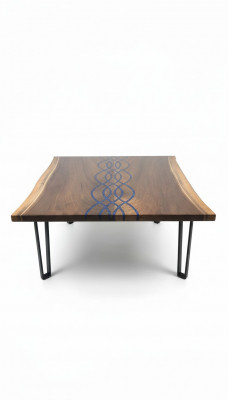 River Tables Table à manger Table de design Moderne Mobilier de mer 100x100 Résine époxy Océan