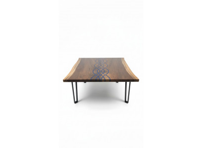 River Tables Table à manger Table de design Moderne Mobilier de mer 100x100 Résine époxy Océan