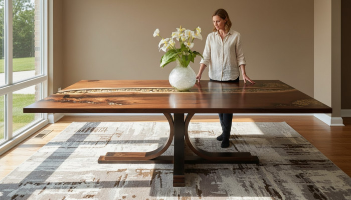 Table en époxy sur mesure en bois massif Table en rivière d’époxy Prix 1m² Tables en résine
