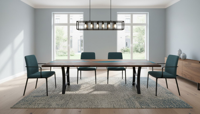 Table sur mesure en résine époxy Résine Epoxy Bois Rivière Prix réel 1m² Tables