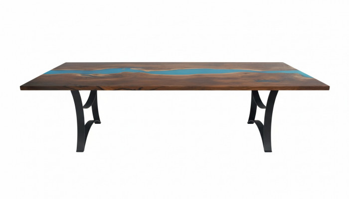 Table sur mesure en résine époxy Résine Epoxy Bois Rivière Prix réel 1m² Tables