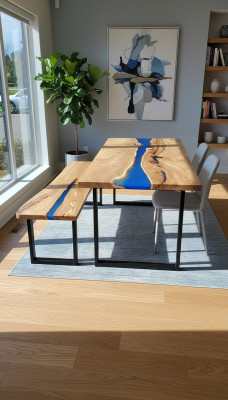 Conception Table Tabouret Table à manger Table de cuisine Tables de salon Bancs Solide époxy nouveau