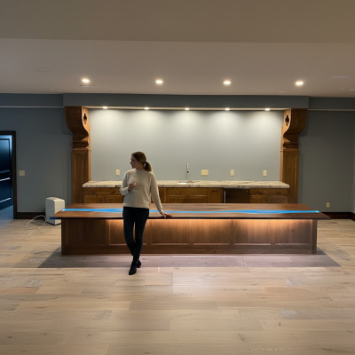 Plan de travail de cuisine en résine époxy, rivière en époxy, fait sur mesure, neuf, 1 mètre carré.