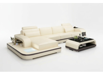 Design Living Landschaft Ecksofa Polster-Eckgarnitur Ledersofa Luxuriöses Sitzmöbel-Set